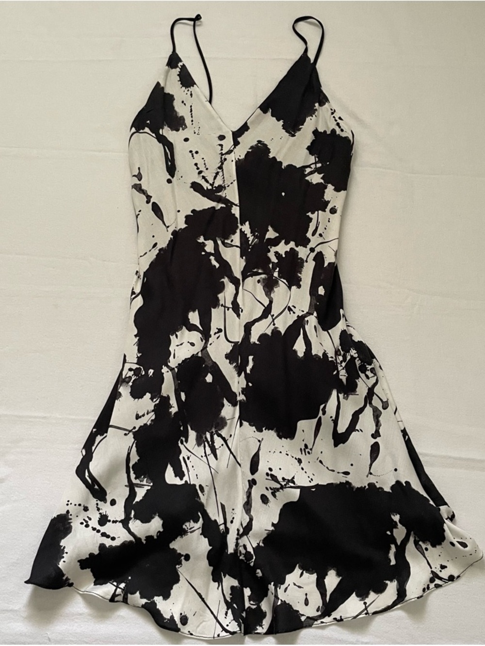 Animale Dress Womens 40 S Black White Abstract Print Mini Slip Brazil